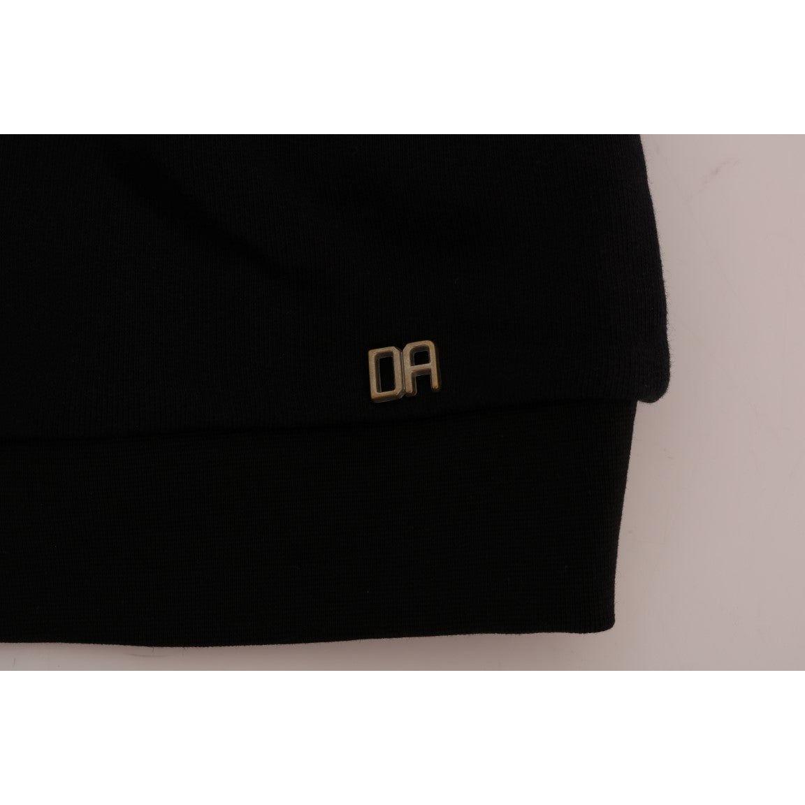 Daniele Alessandrini Elegant Black Cotton Crewneck Sweater Daniele Alessandrini Black