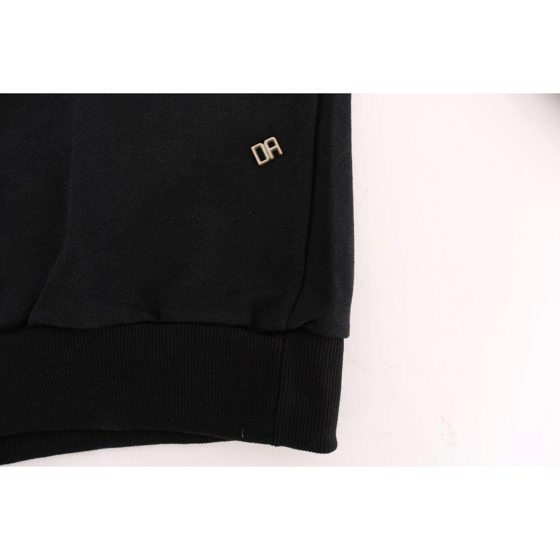 Daniele Alessandrini Elegant Black Cotton Hooded Sweater Daniele Alessandrini Black