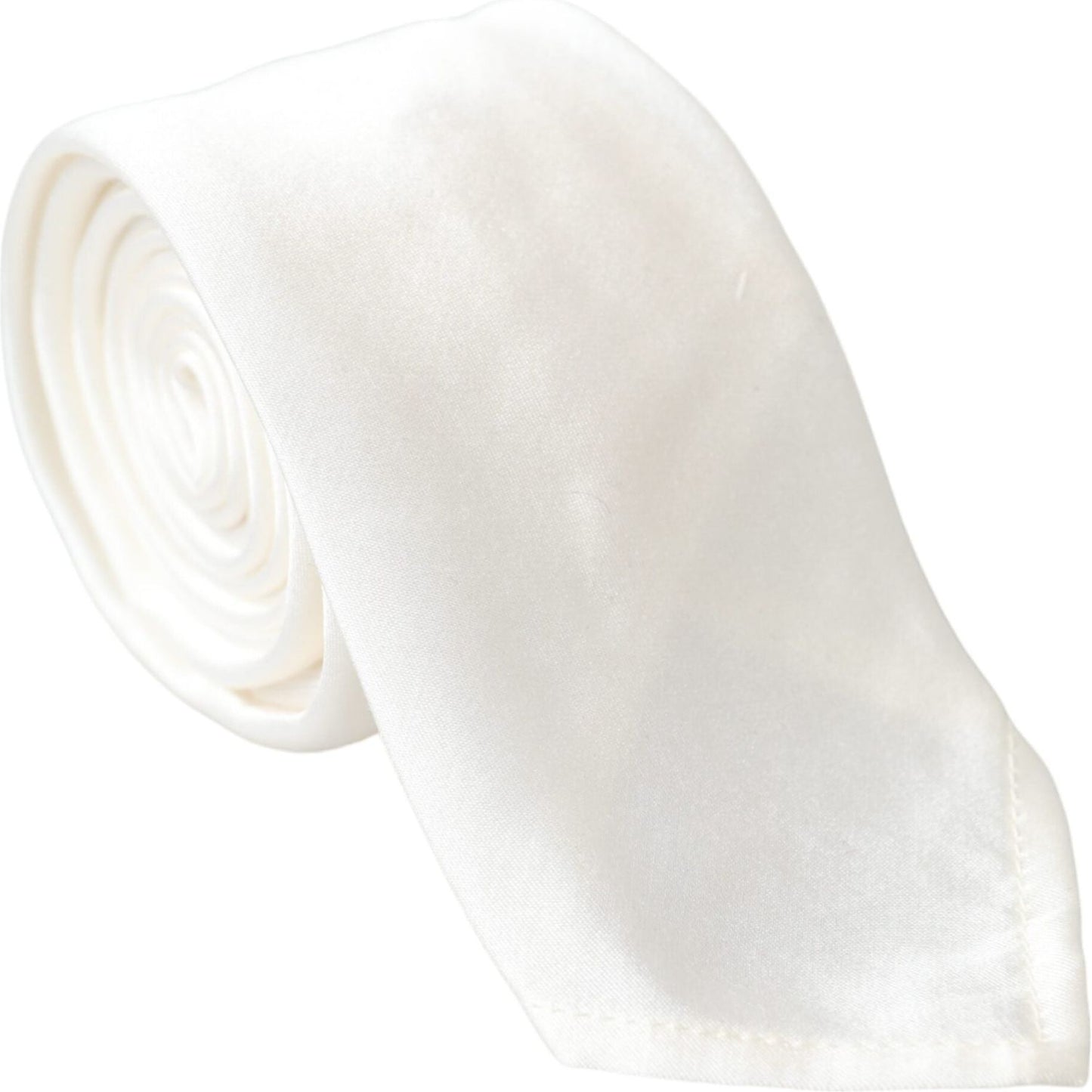Dolce & Gabbana White Silk Blend Adjustable Tie Men Dolce & Gabbana Light Gray