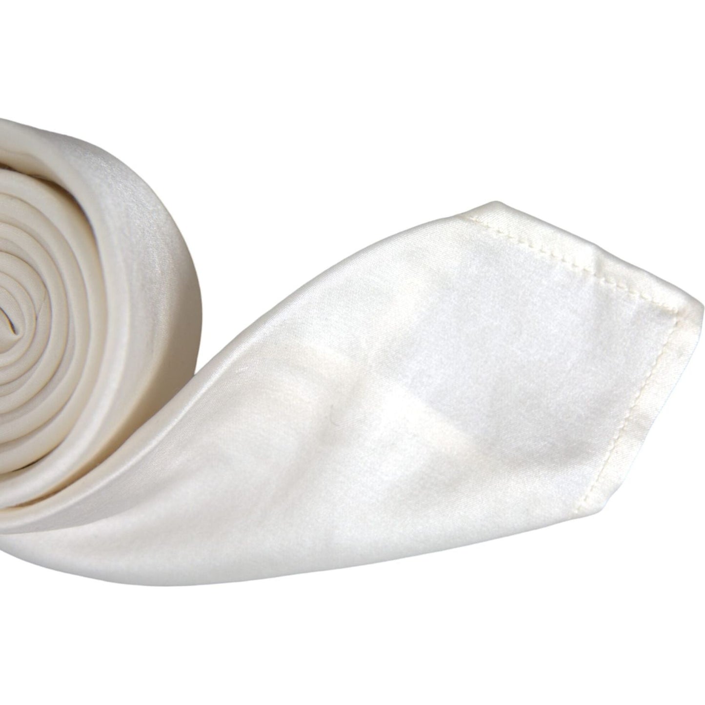 Dolce & Gabbana White Silk Blend Adjustable Tie Men Dolce & Gabbana Light Gray