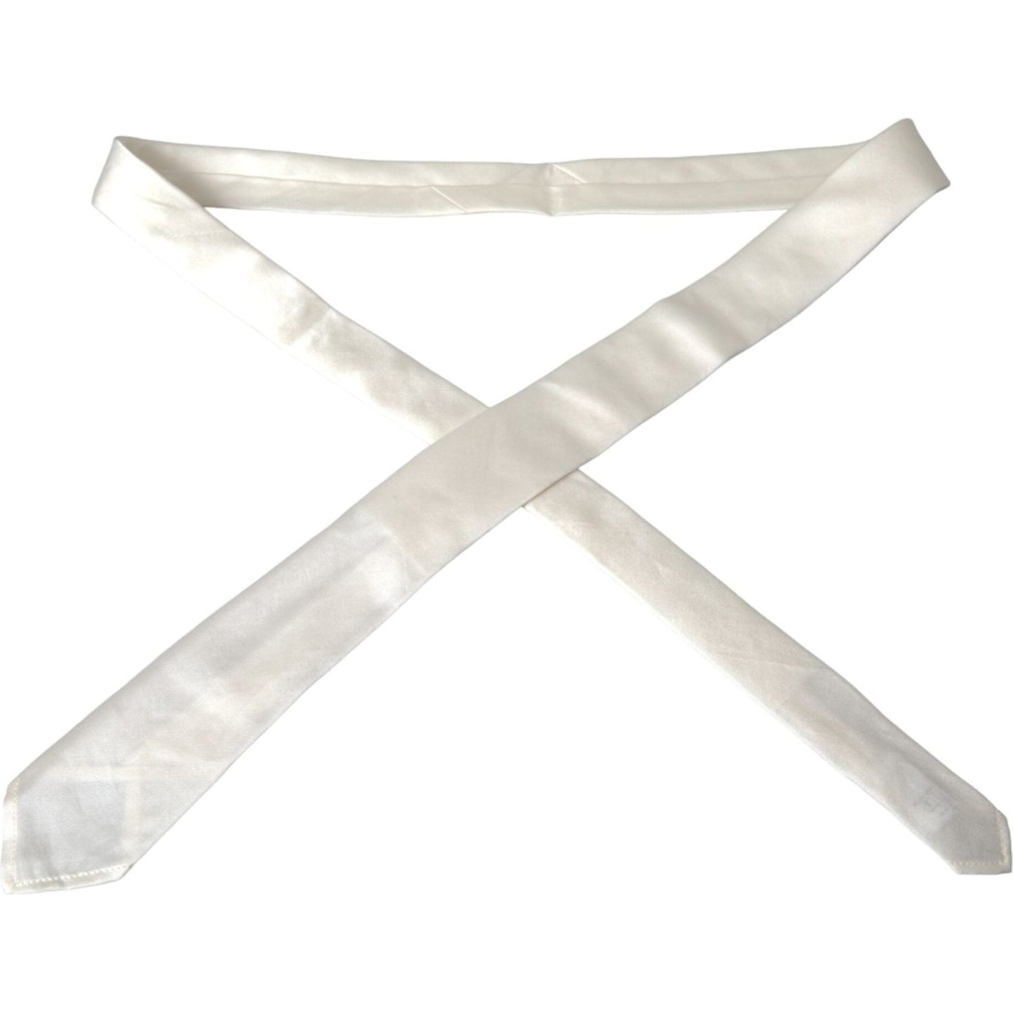 Dolce & Gabbana White Silk Blend Adjustable Tie Men Dolce & Gabbana Light Gray