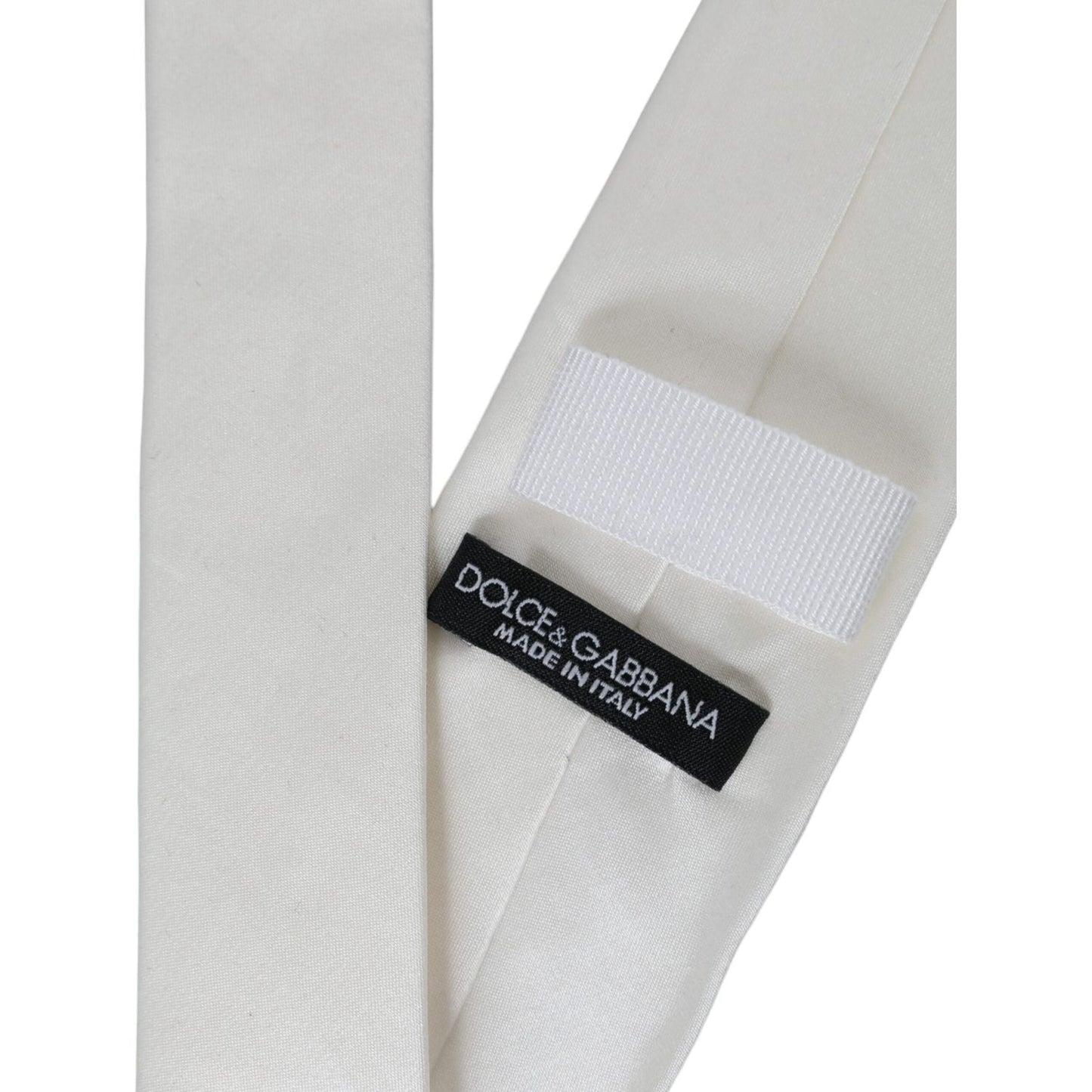 Dolce & Gabbana White Silk Blend Adjustable Tie Men Dolce & Gabbana Gray