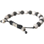 Nialaya CZ Crystal Ball Black White Beaded Bracelet SMY10254-M