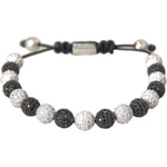 Nialaya CZ Crystal Ball Black White Beaded Bracelet SMY10254-M