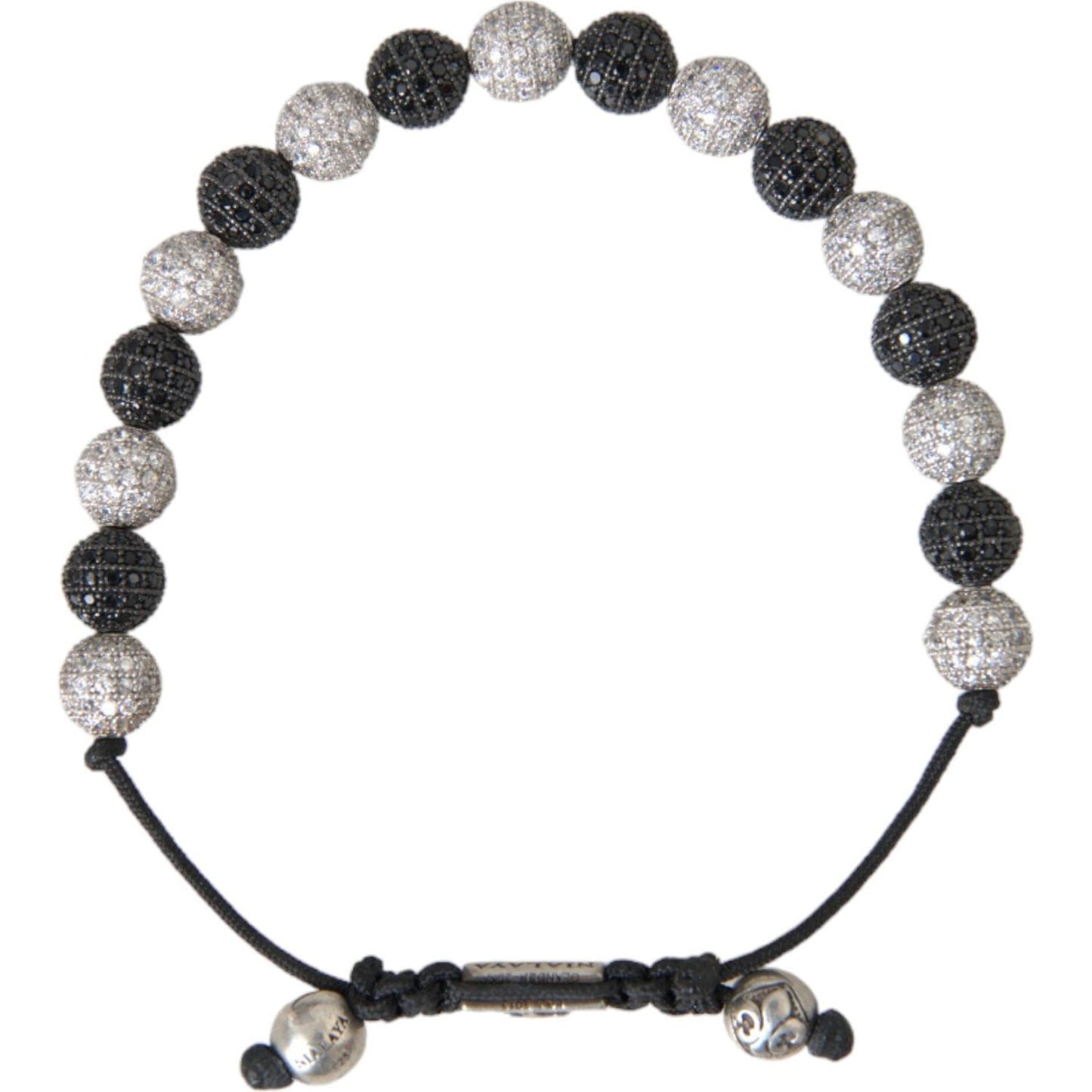 Nialaya CZ Crystal Ball Black White Beaded Bracelet SMY10254-M