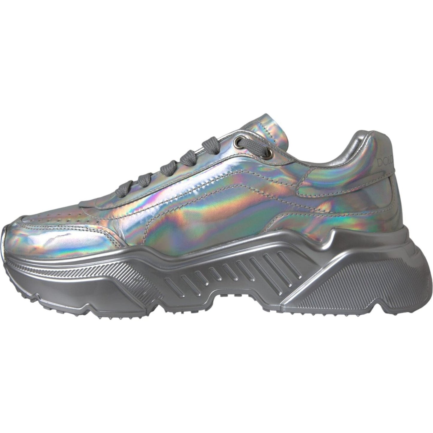Dolce & Gabbana Silver Iridescent DAYMASTER Leather Sneakers Shoes LA11151-39