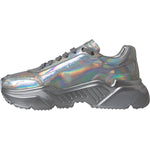 Dolce & Gabbana Silver Iridescent DAYMASTER Leather Sneakers Shoes LA11151-39