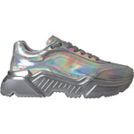 Dolce & Gabbana Silver Iridescent DAYMASTER Leather Sneakers Shoes LA11151-39