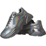 Dolce & Gabbana Silver Iridescent DAYMASTER Leather Sneakers Shoes LA11151-39