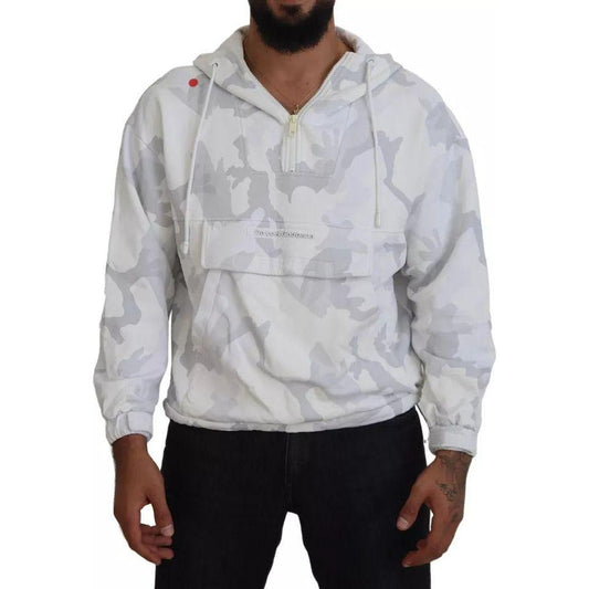 Dolce & Gabbana White Camouflage Hooded Sweatshirt Sweater