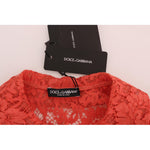 Dolce & Gabbana Orange Crystal Buttons Floral Lace Blouse TSH1436-5