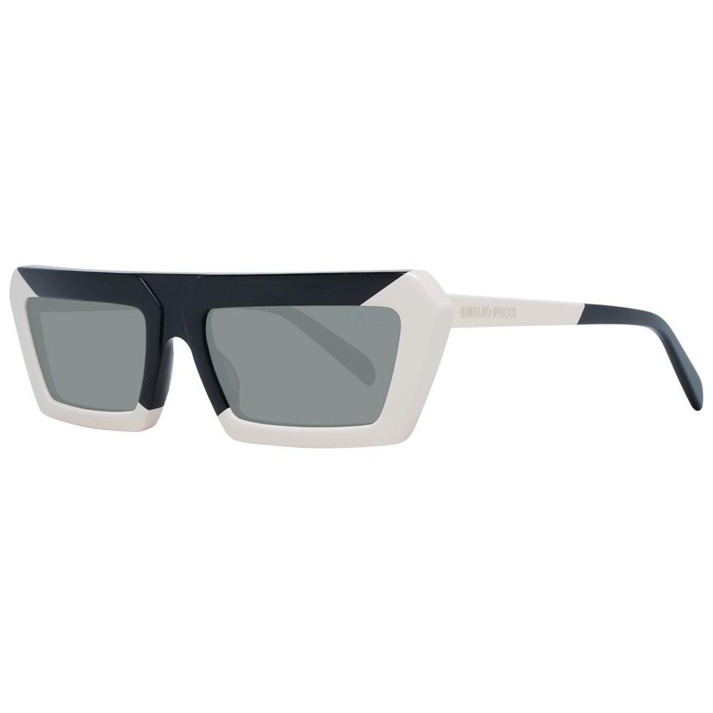 Emilio Pucci multicolor women's acetate sunglasses with grey polarized mirrored lenses, full-rim rectangle frame, 100% UVA & UVB protection.