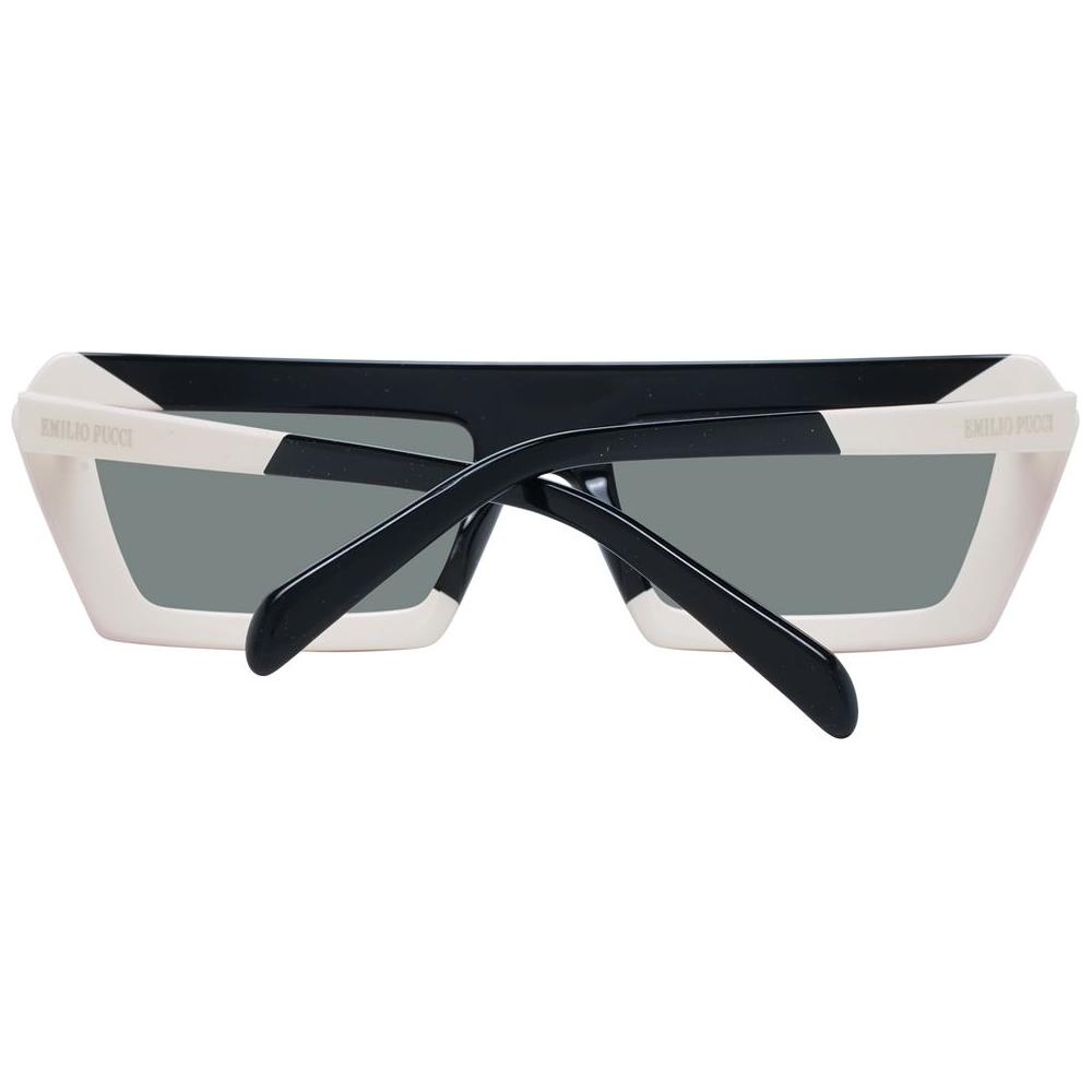 Emilio Pucci multicolor women's sunglasses with grey polarized mirrored lenses, acetate frame, full-rim, and branded case included.
