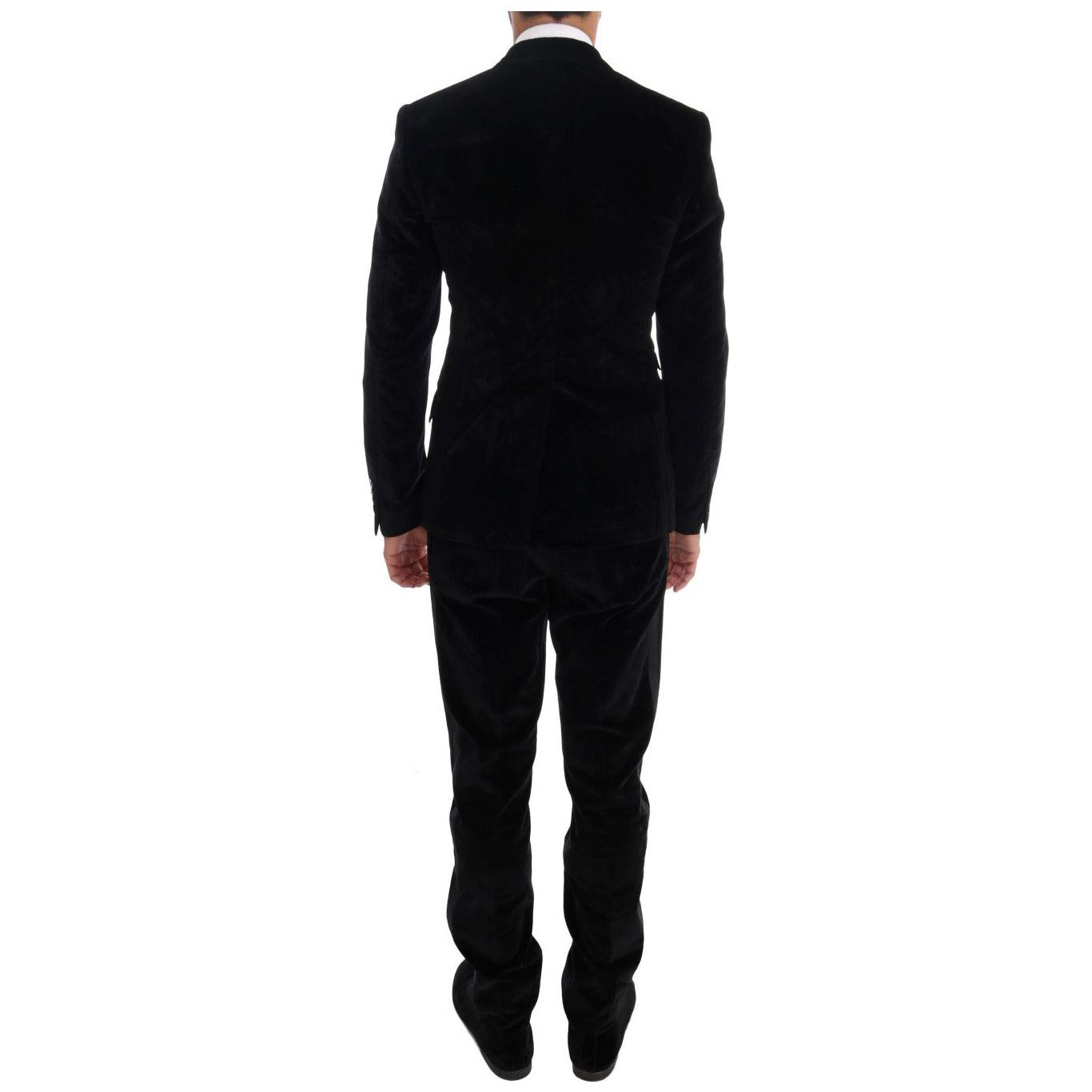 Dolce & Gabbana Elegant Black Slim Fit Three-Piece Suit Suit Dolce & Gabbana Black
