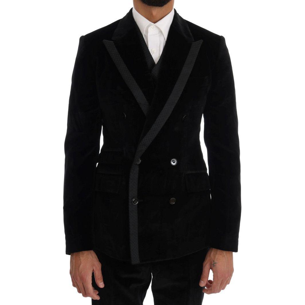 Dolce & Gabbana Elegant Black Slim Fit Three-Piece Suit Suit Dolce & Gabbana Black