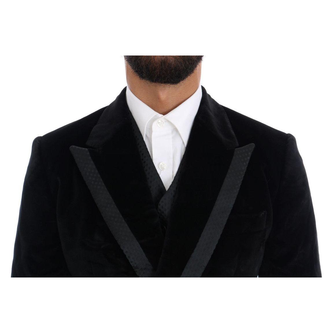 Dolce & Gabbana Elegant Black Slim Fit Three-Piece Suit Suit Dolce & Gabbana Black
