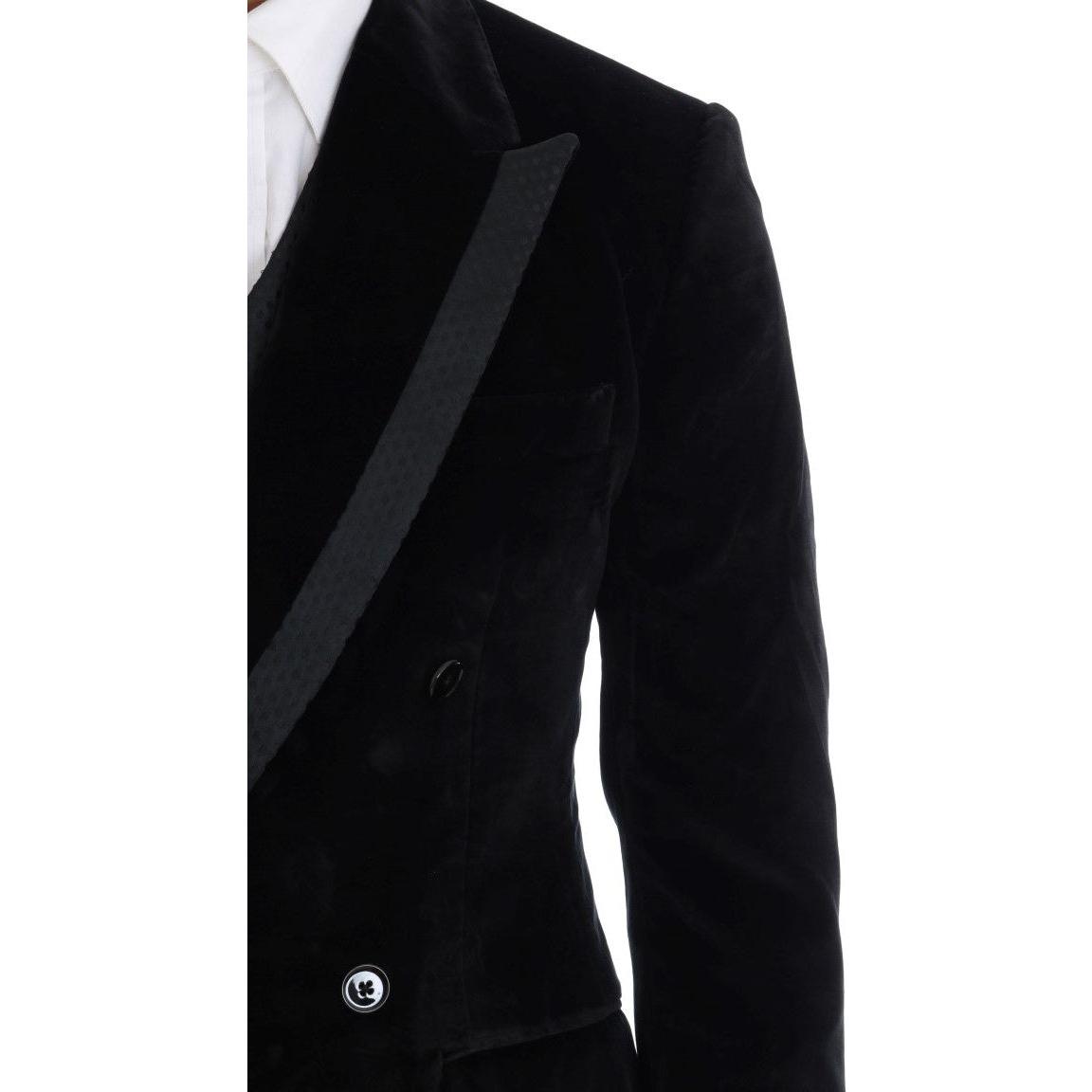 Dolce & Gabbana Elegant Black Slim Fit Three-Piece Suit Suit Dolce & Gabbana Black