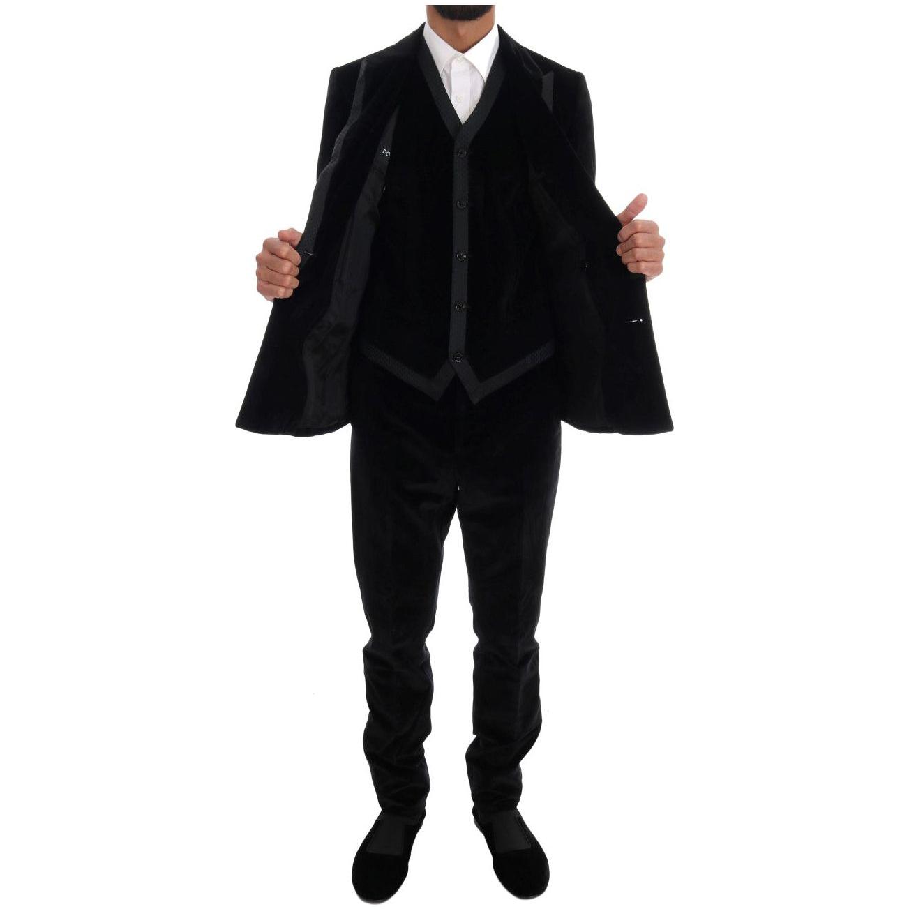 Dolce & Gabbana Elegant Black Slim Fit Three-Piece Suit Suit Dolce & Gabbana Black