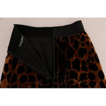 Dolce & Gabbana Brown Leopard Print Silk A-Line Skirt SKI1083-2