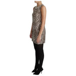 Dolce & Gabbana Brown Crystal Shift Mini Zebra Silver Dress DR2691-38