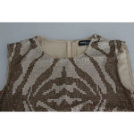 Dolce & Gabbana Brown Crystal Shift Mini Zebra Silver Dress DR2691-38