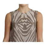 Dolce & Gabbana Brown Crystal Shift Mini Zebra Silver Dress DR2691-38
