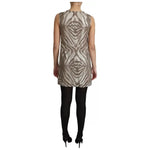 Dolce & Gabbana Brown Crystal Shift Mini Zebra Silver Dress DR2691-38