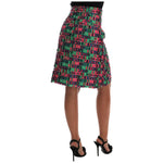 Dolce & Gabbana Pink Green Jacquard Pencil Skirt SKI1032-4