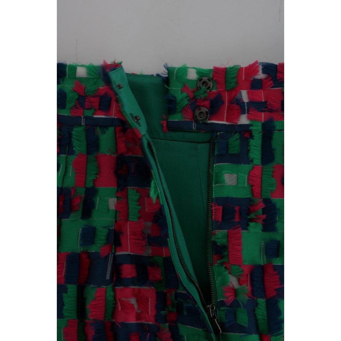 Dolce & Gabbana Pink Green Jacquard Pencil Skirt SKI1032-4