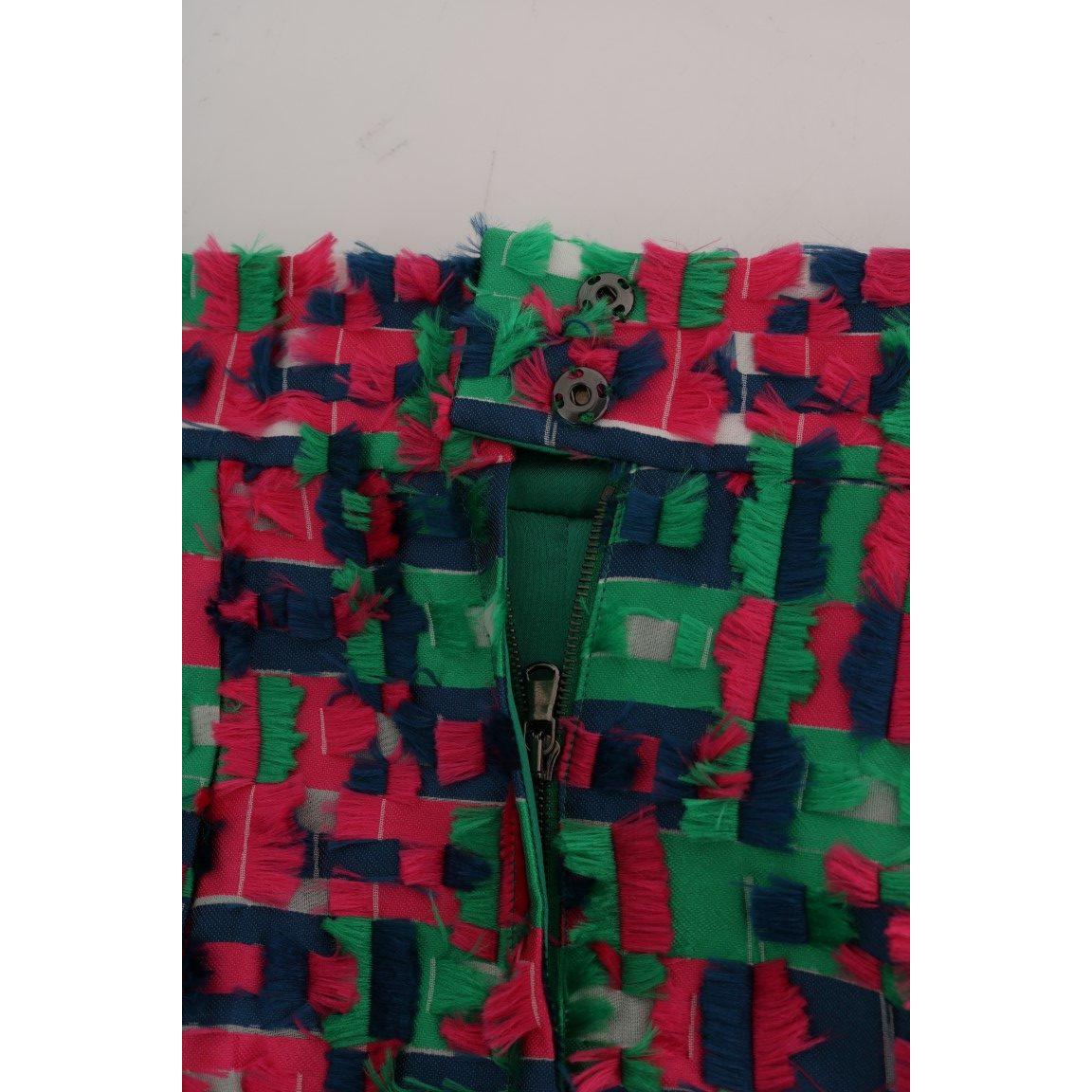 Dolce & Gabbana Pink Green Jacquard Pencil Skirt SKI1032-4
