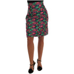 Dolce & Gabbana Pink Green Jacquard Pencil Skirt SKI1032-4