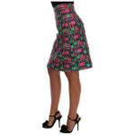 Dolce & Gabbana Pink Green Jacquard Pencil Skirt SKI1032-4
