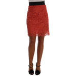 Dolce & Gabbana Orange Macramé Lace Pencil Skirt SKI1035-6