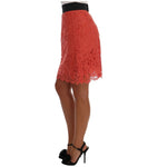 Dolce & Gabbana Orange Macramé Lace Pencil Skirt SKI1035-6