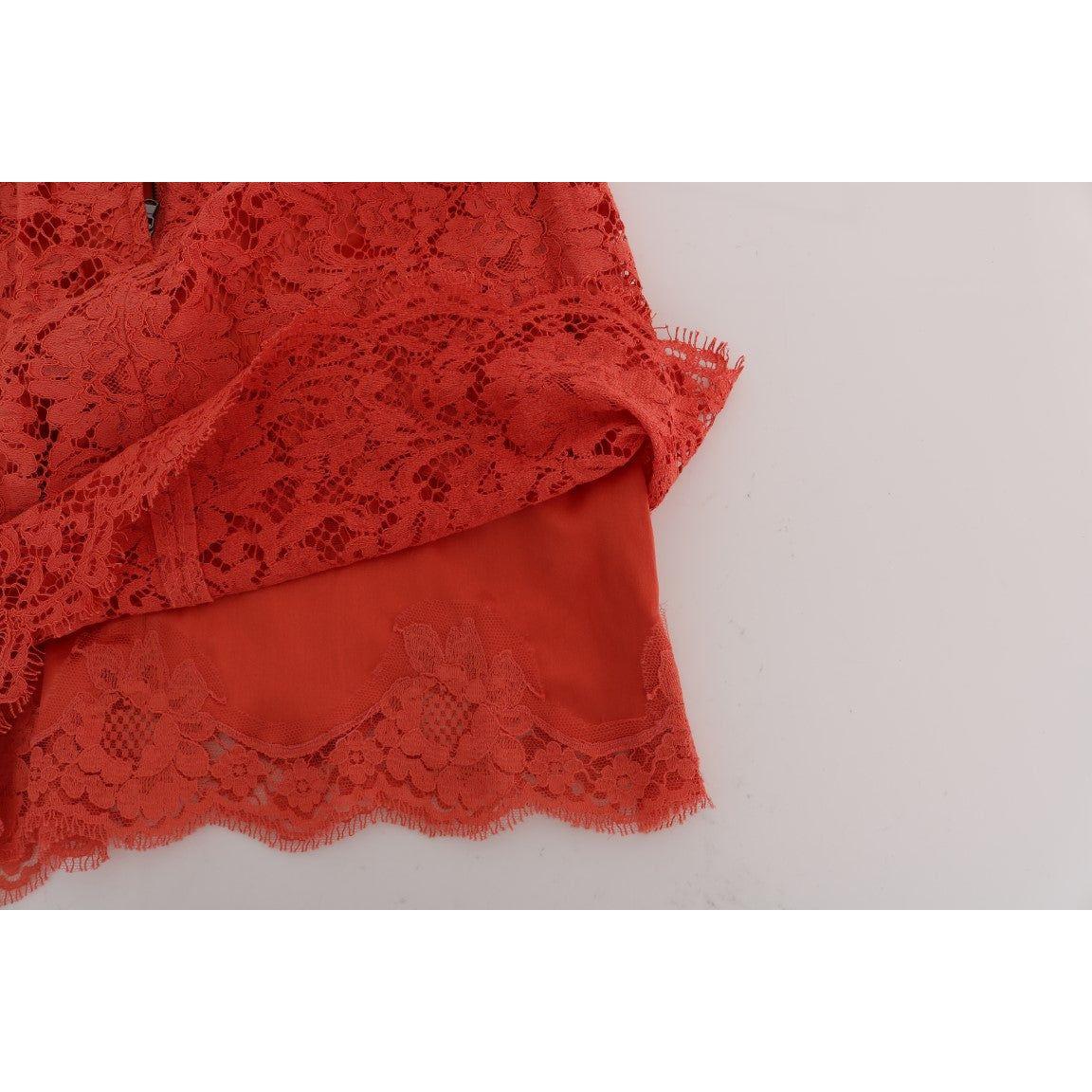Dolce & Gabbana Orange Macramé Lace Pencil Skirt SKI1035-6