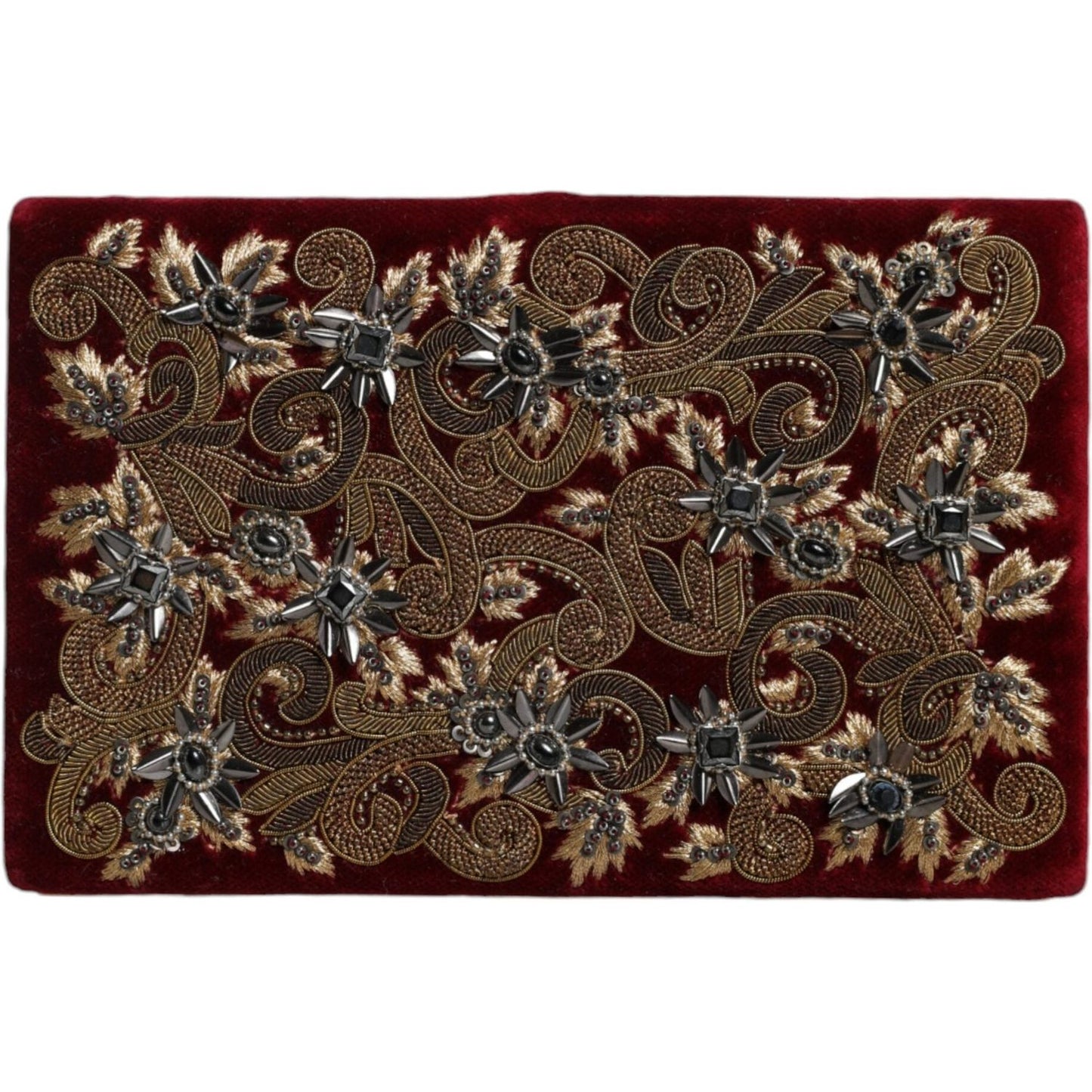Dolce & Gabbana Red Velvet Gold Frame Clutch Evening Party Purse Bag Dolce & Gabbana Dark Slate Gray