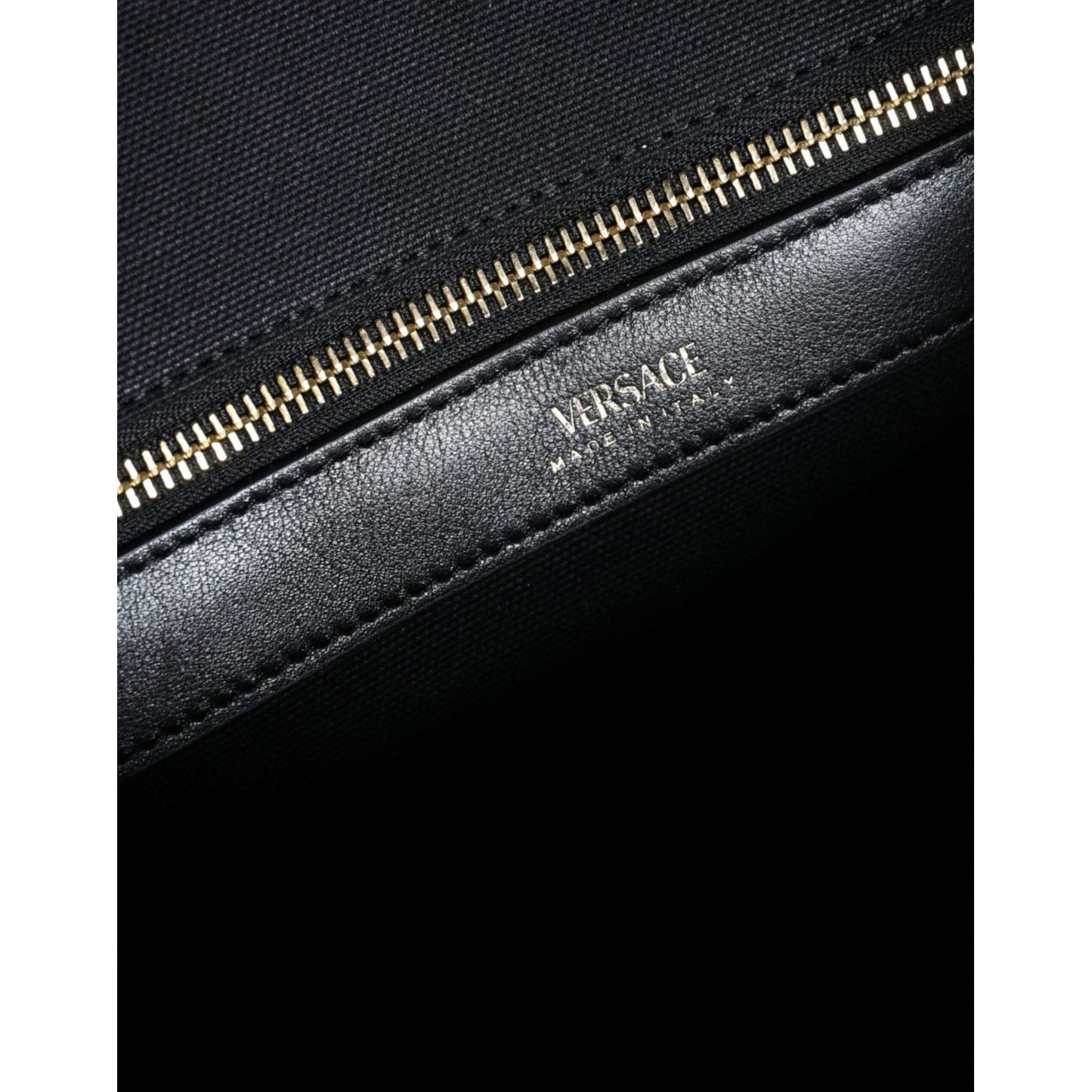 Versace Black Top Handle Canvas Leather Logo Crossbody Tote Bag Versace Black