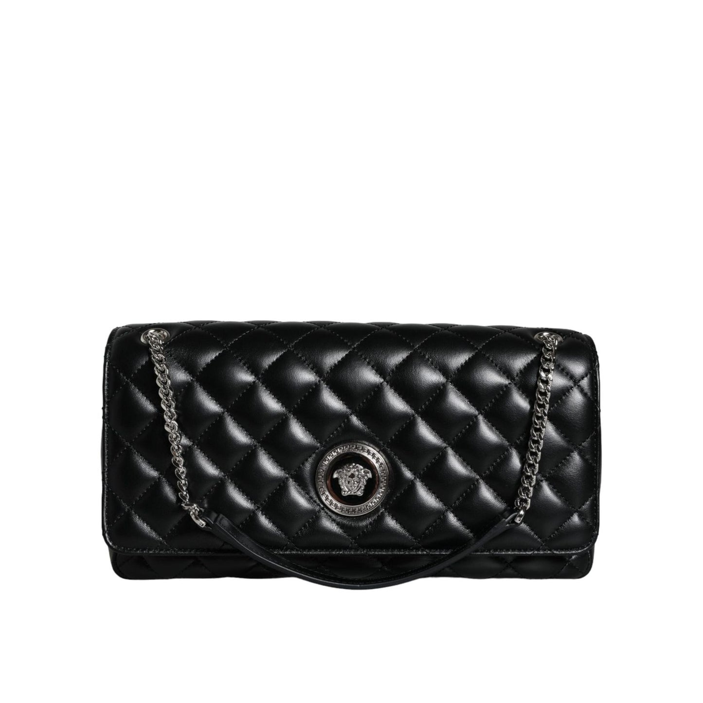 Versace Black Quilted Lambskin Leather Crossbody Shoulder Bag BAG1604