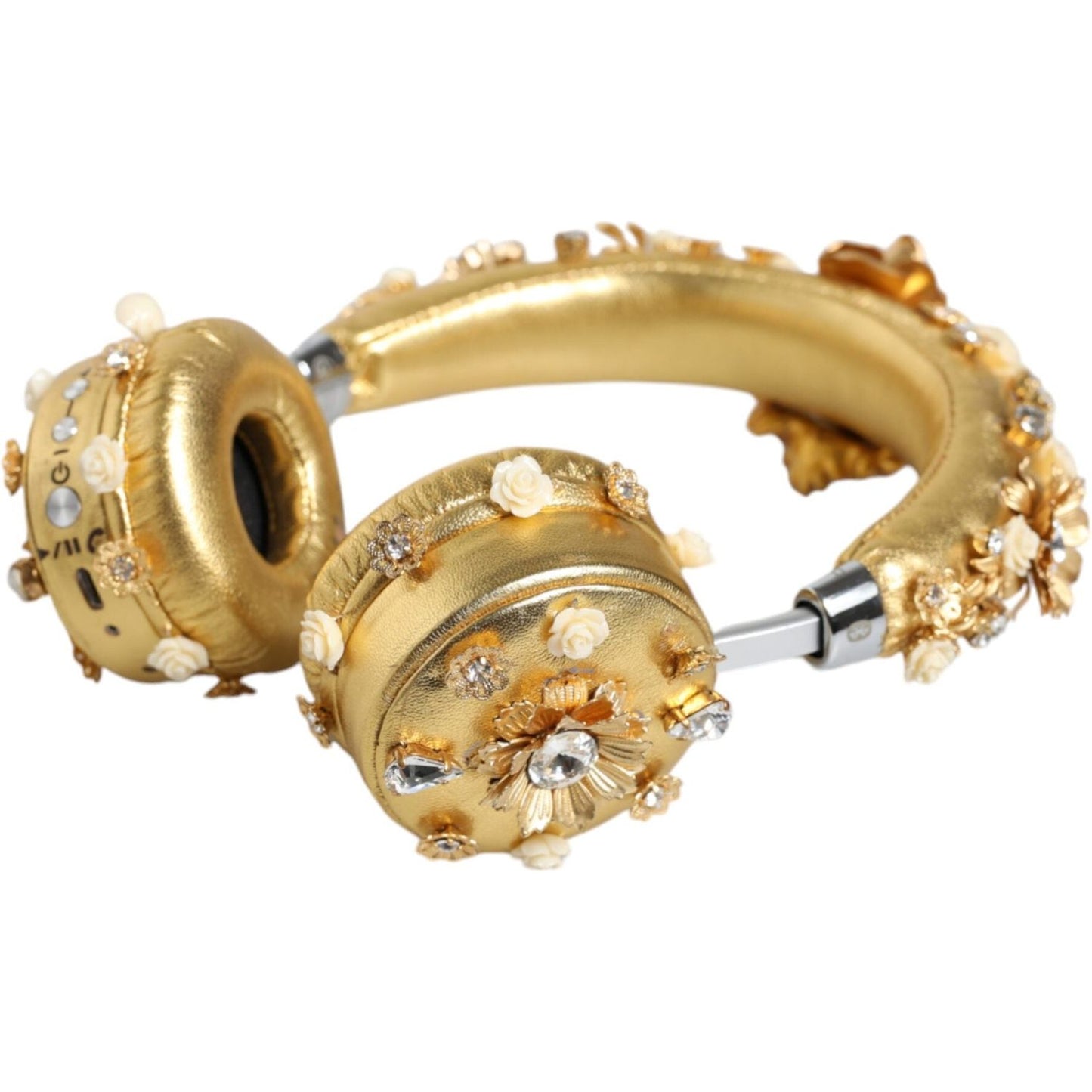 Dolce & Gabbana Gold Leather Floral Crystal Angel Headphones Dolce & Gabbana Dark Khaki