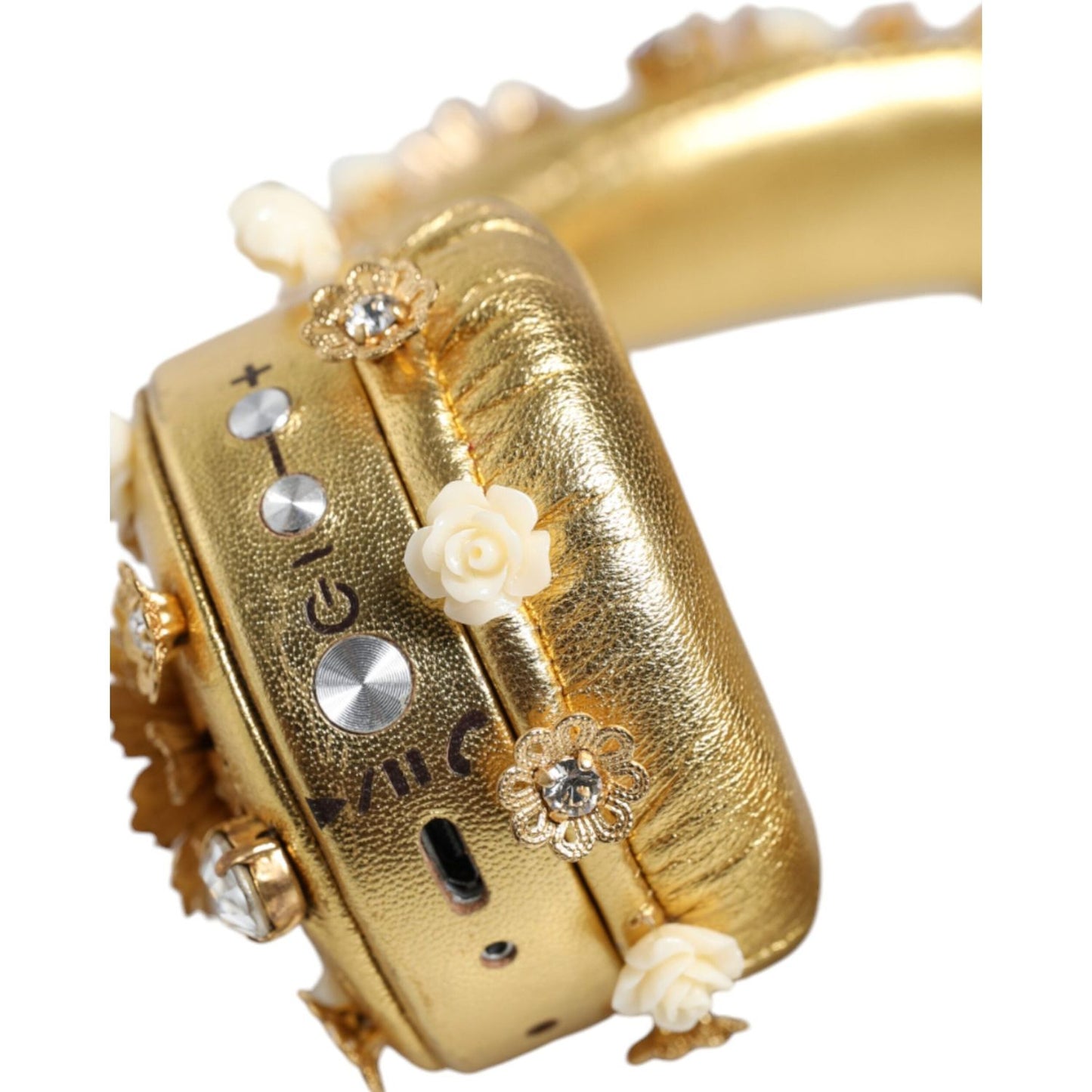 Dolce & Gabbana Gold Leather Floral Crystal Angel Headphones Dolce & Gabbana Dark Khaki