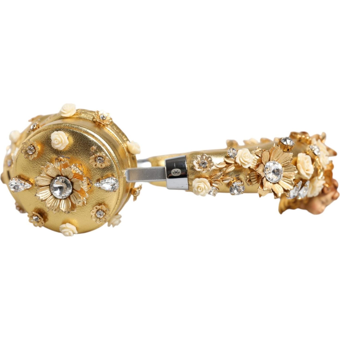 Dolce & Gabbana Gold Leather Floral Crystal Angel Headphones Dolce & Gabbana Dark Khaki