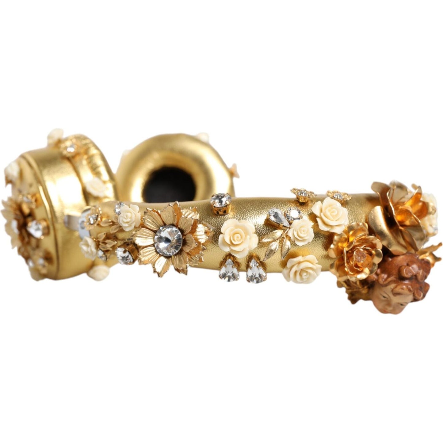 Dolce & Gabbana Gold Leather Floral Crystal Angel Headphones Dolce & Gabbana Dark Khaki