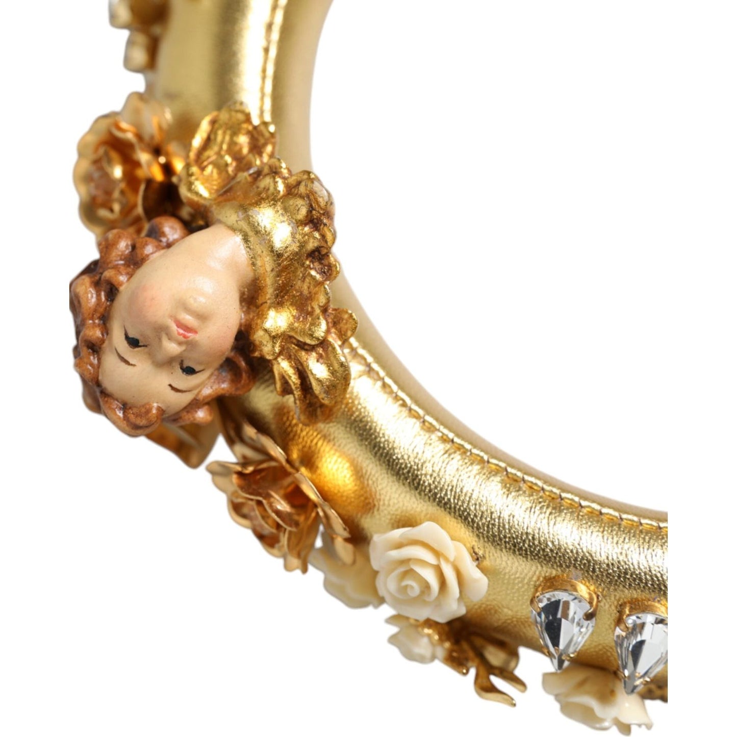 Dolce & Gabbana Gold Leather Floral Crystal Angel Headphones Dolce & Gabbana Dark Khaki