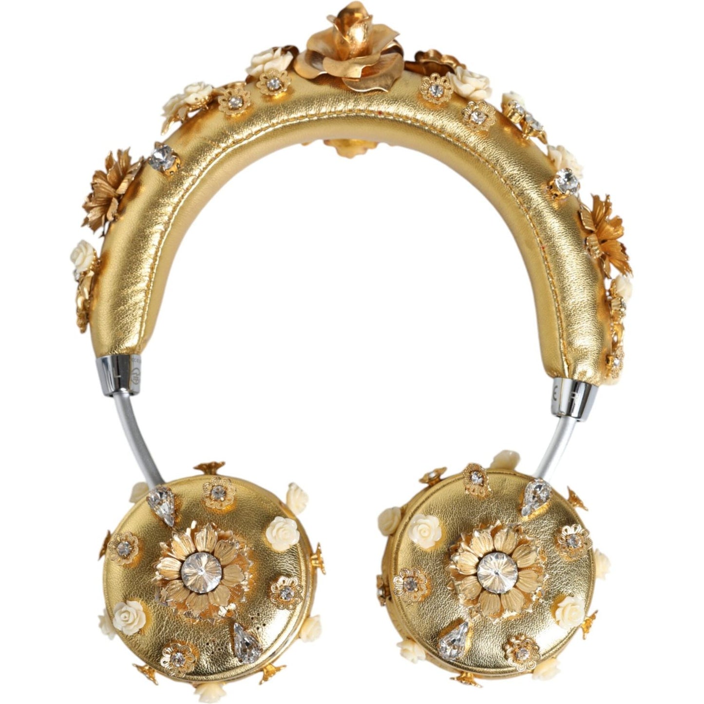 Dolce & Gabbana Gold Leather Floral Crystal Angel Headphones Dolce & Gabbana Dark Khaki