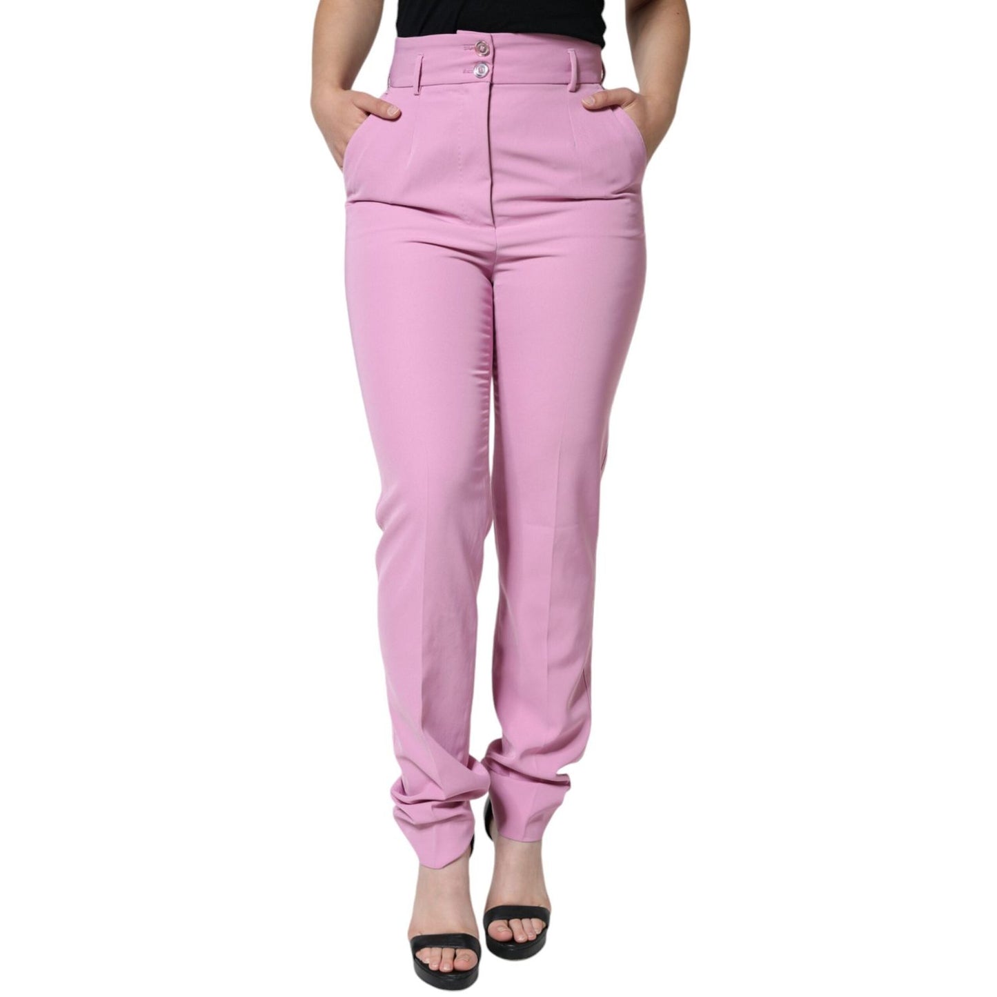 Dolce & Gabbana Pink Polyester High Waist Women Tapered Pants PAN75637-42