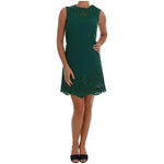 Dolce & Gabbana Green Floral Cutout Silk Wool Dress DR1210-3
