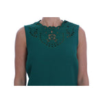 Dolce & Gabbana Green Floral Cutout Silk Wool Dress DR1210-3