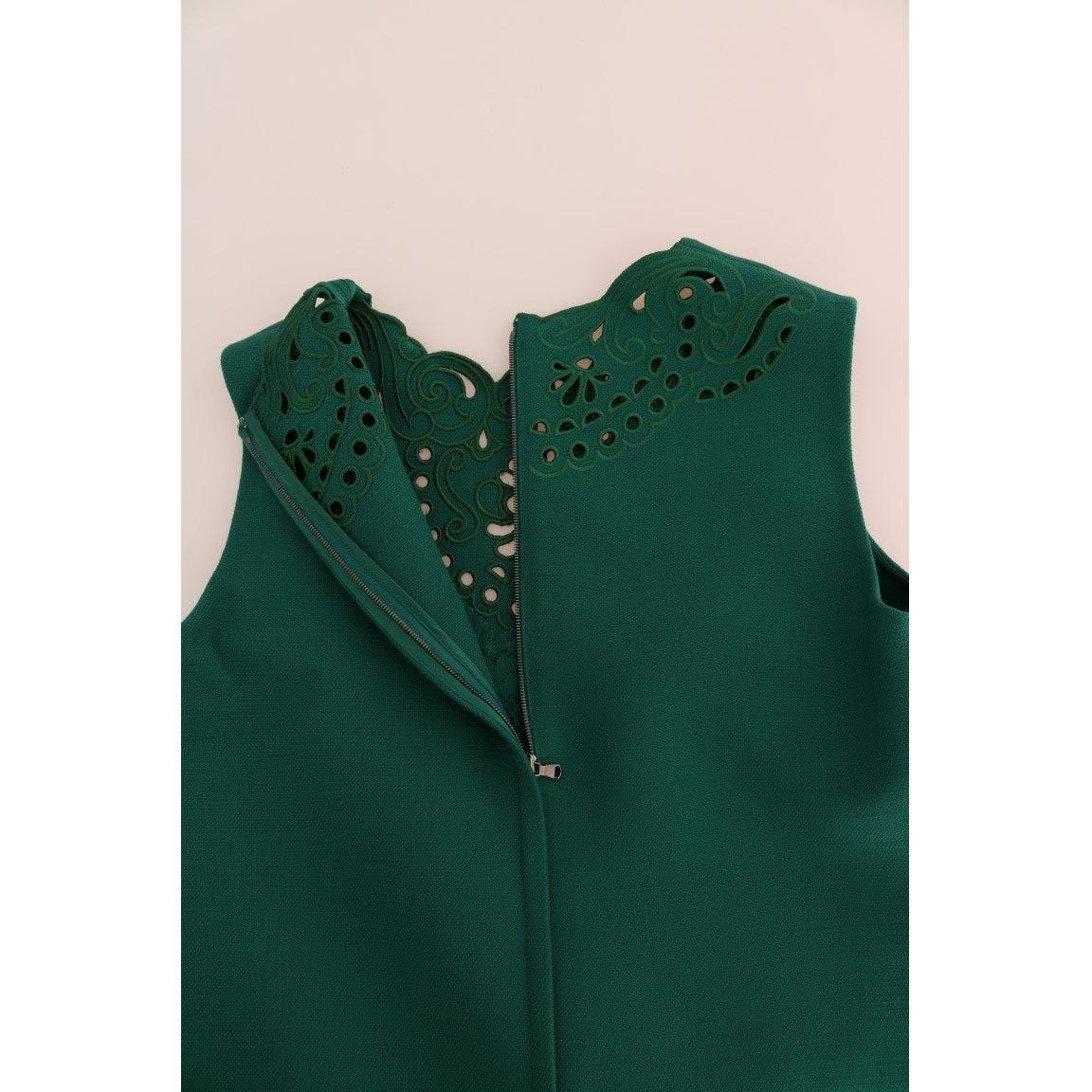 Dolce & Gabbana Green Floral Cutout Silk Wool Dress DR1210-3