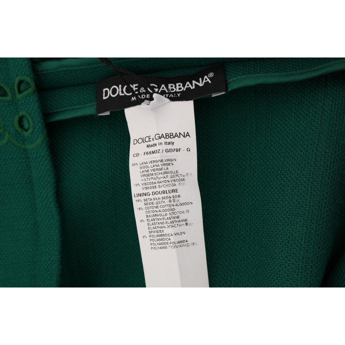Dolce & Gabbana Green Floral Cutout Silk Wool Dress DR1210-3