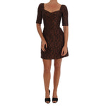 Dolce & Gabbana Black Brown Floral Brocade A-Line Dress